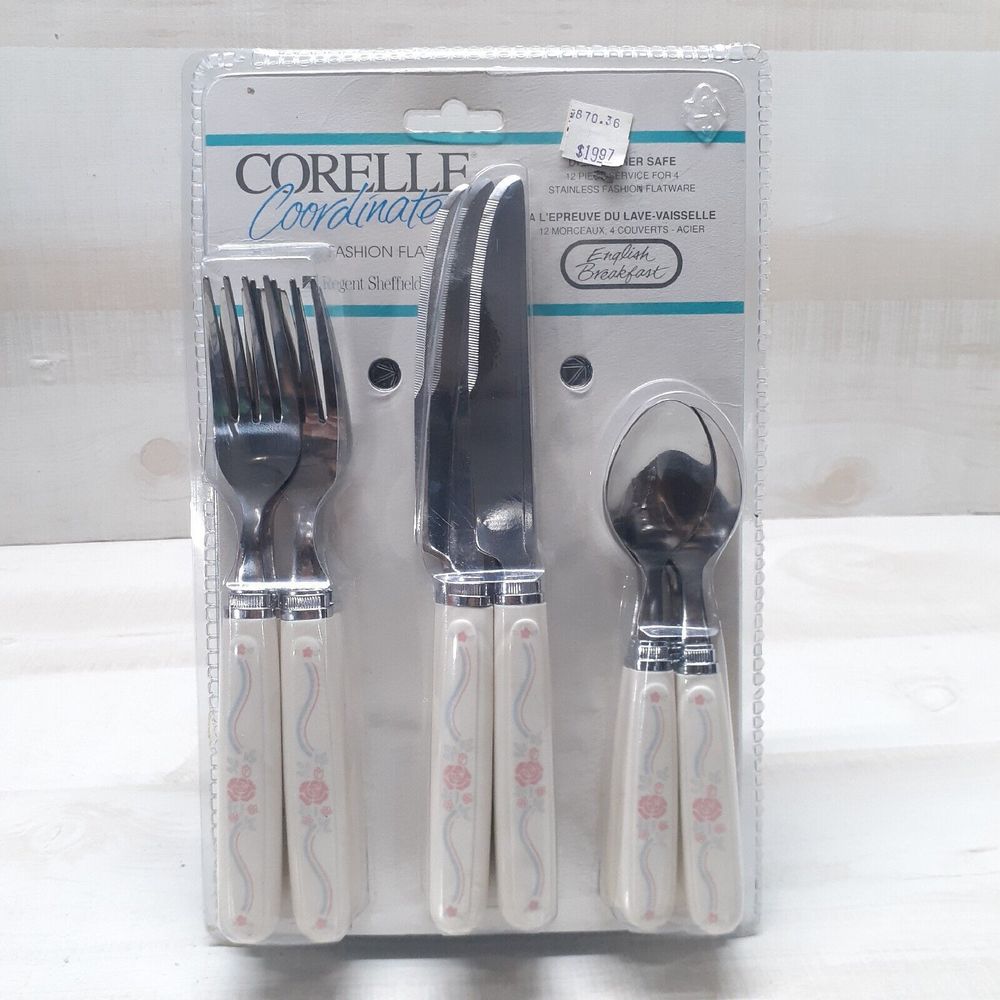 Vintage Sealed NOS Corelle Flatware English Breakfast 12 Piece Service for 4
